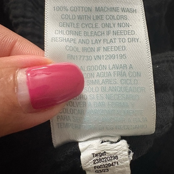 Kona Sol Black Slub Cotton with 3/4 Sleeves Coverup. Front Pockets, Split Neck. - Picture 9 of 12